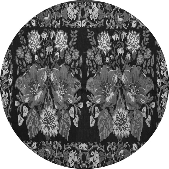 Ahgly Company Indoor Round Medallion Gray French Area Rugs, 4' Round