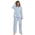 thumbnail image 3 of Apparonia Women's Pajamas Set, Comfywear Sleepwear for Women Set, Cotton Loungewear, Long Sleeve Top & Pants Set Blue Flower​ L, 3 of 5