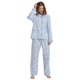 thumbnail image 3 of Apparonia Conjuntos de Pijama para Mujer Ropa de Dormir de Algodón Camisa de Manga Larga con Botones Al Frente y Pantalón Ropa de Dormir Cuello con Solapa Pjs Conjuntos de Descanso Flor Azul M, 3 of 5