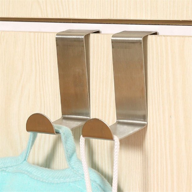 2 Packs CLOTH HANGER OVER THE DOOR HOOK STAINLESS COAT STORAGE WASHROOM