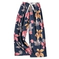 thumbnail image 2 of Sweatpants Women Pajama Pants Comfy Printed Wide Leg Pants Bow Elastic Waist Long Bottoms, 2 of 3