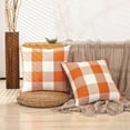 thumbnail image 5 of Orange Decorative Couch Pillows Farmouse Buffalo Plaid Fall Pillow Covers 18x18 Set of 2 Fall Outdoor Decor Linen Throw Pillows 18 x 18 for Sofa Porch Patio and Yard, 5 of 6