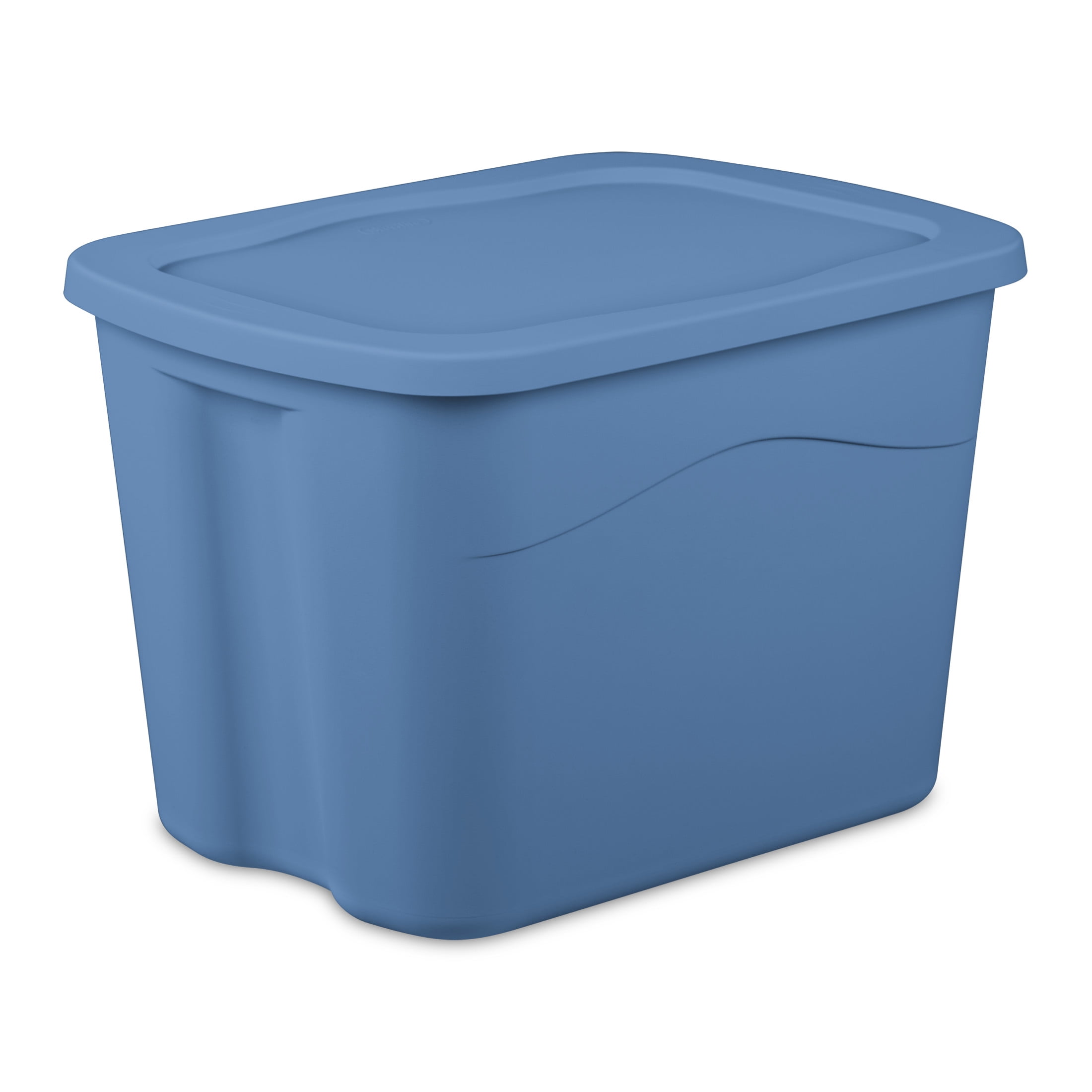 (2 pack) Sterilite 18 Gallon Storage Bin, Plastic Storage Container with Snap-on Lid, Light Blue