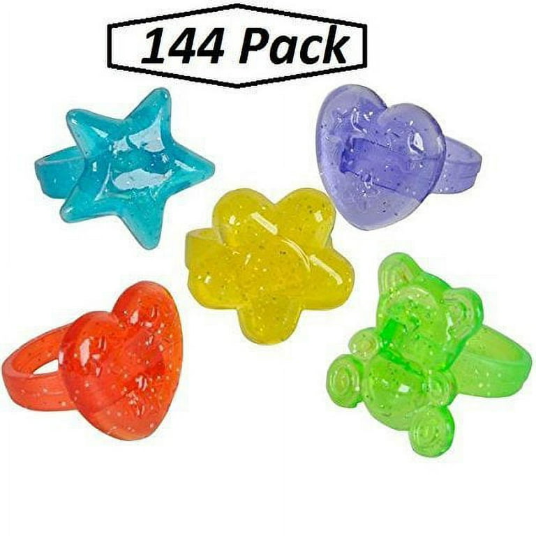 Plastic Kids Rings Assorted Plastic Glitter Rings Toys Games