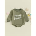 thumbnail image 2 of Suealasg Baby Boys Girls Valentine’s Day Romper 3M 6M 12M 18M Toddler Spring Bodysuits Infant Boys Girls Letter Heart Print Long Sleeve Round Neck One Piece Jumpsuit, 2 of 9