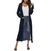GirarYou Female Cardigan, Solid Color Long Sleeve Coat Jacket with Big Pockets