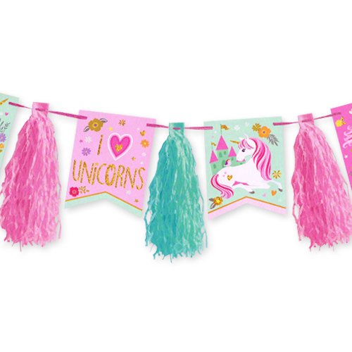 Magical Unicorn Deluxe Glitter Tassel Garland (10ft)