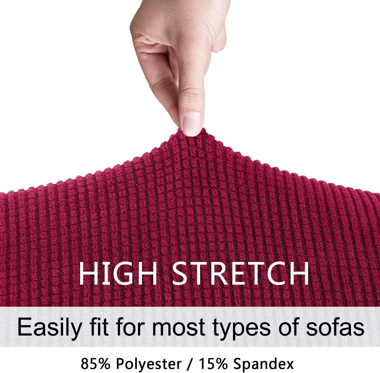Nvzi Stretch Loveseat Couch Cover Waterproof Sofa Covers for 2 Cushion Couch, Dog Cat Pet Proof Love Seat Slipcover Jacquard Furniture Protector with Elastic Bottom (Loveseat, Wine Red)