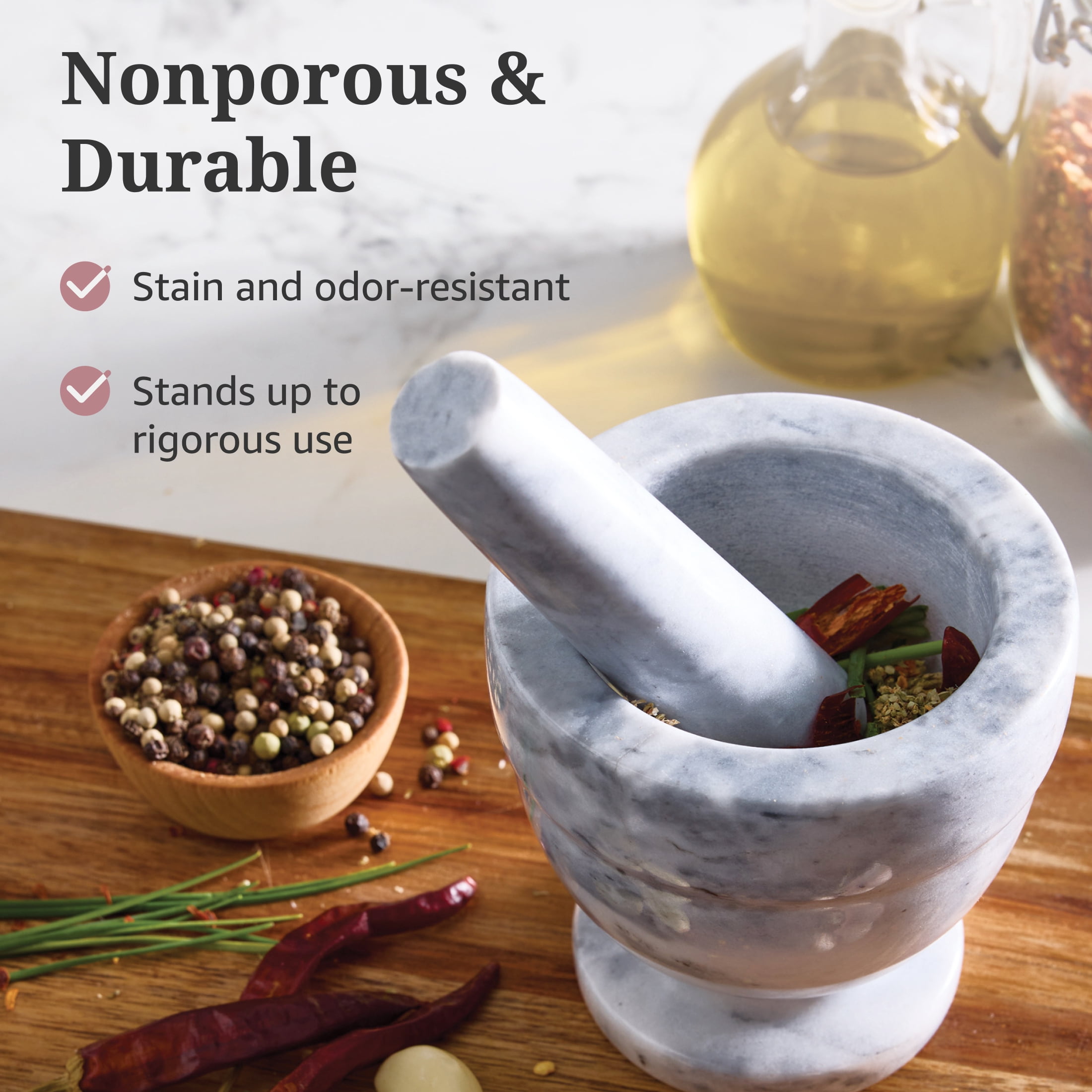 Farberware Professional Marble Mortar and Pestle with Oversized Handle