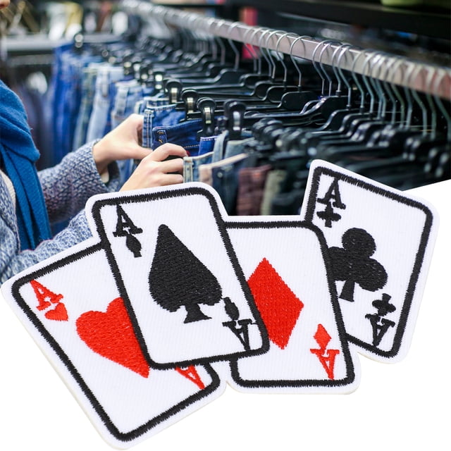 LAFGUR Playing Card Patch, DIY T-shirt Fabric Sticker Iron On Patch, For Hat Shoe Curtain Bed Sheet