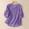 thumbnail image 2 of Blouse Vintage Brodée en Lin pour Femmes, Col en V, Patchwork, 2 of 6