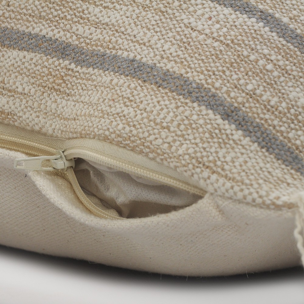 Ox Bay 20" x 20" Tan/ Grey Stripe Jute Blend Pillow Cover