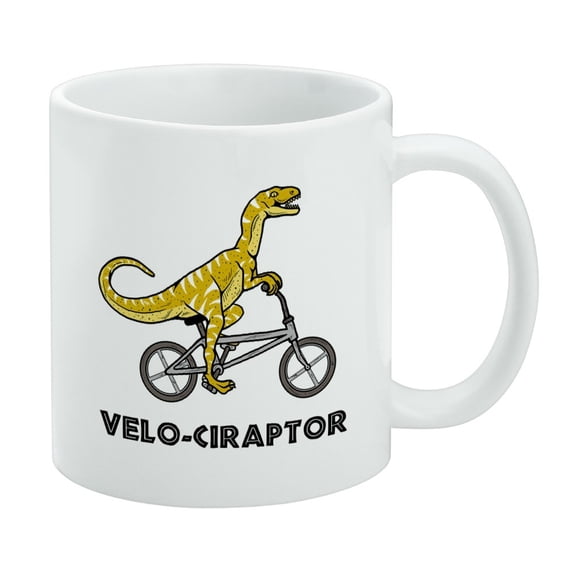 Velo-Ciraptor Velociraptor Biking Funny Humor White Mug