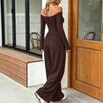 thumbnail image 4 of ClodeEU Women's V Neck Halter Tie Off Shoulder Long Sleeve Cinched Waist Wide Leg Jumpsuit ,Casual High Waist Fashion Romper ,Women's Plus XXL, 4 of 7