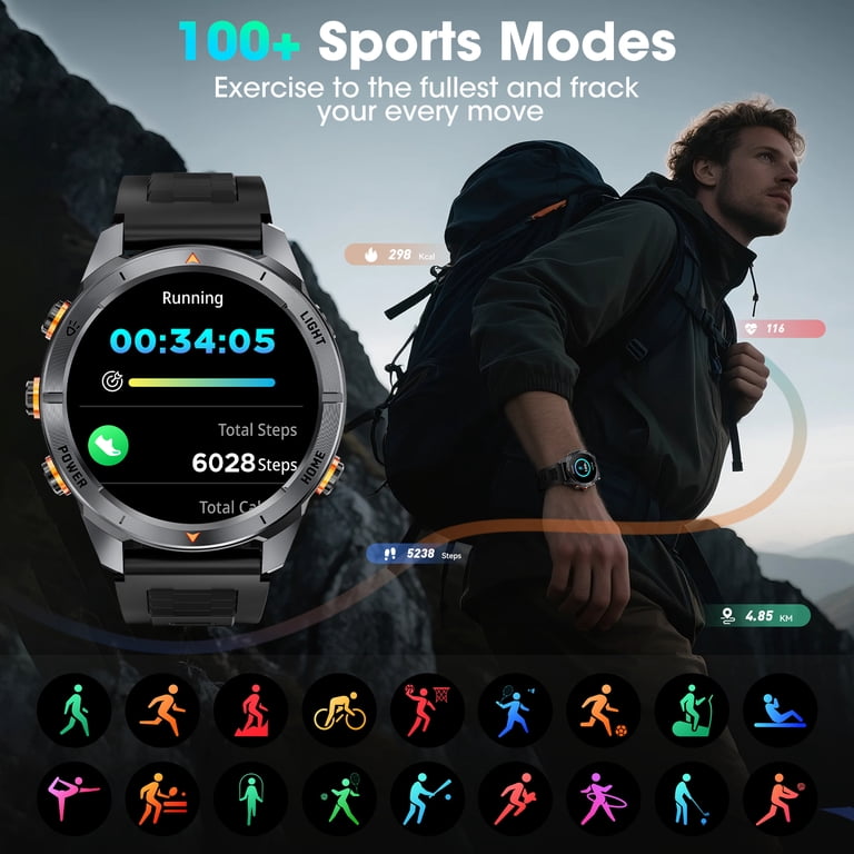 Haulvean 1.46-inch Military Smart Watch for Men, with IP68