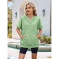 thumbnail image 6 of Women'S Loose Zip Hooded T-Shirt Green S, 6 of 7