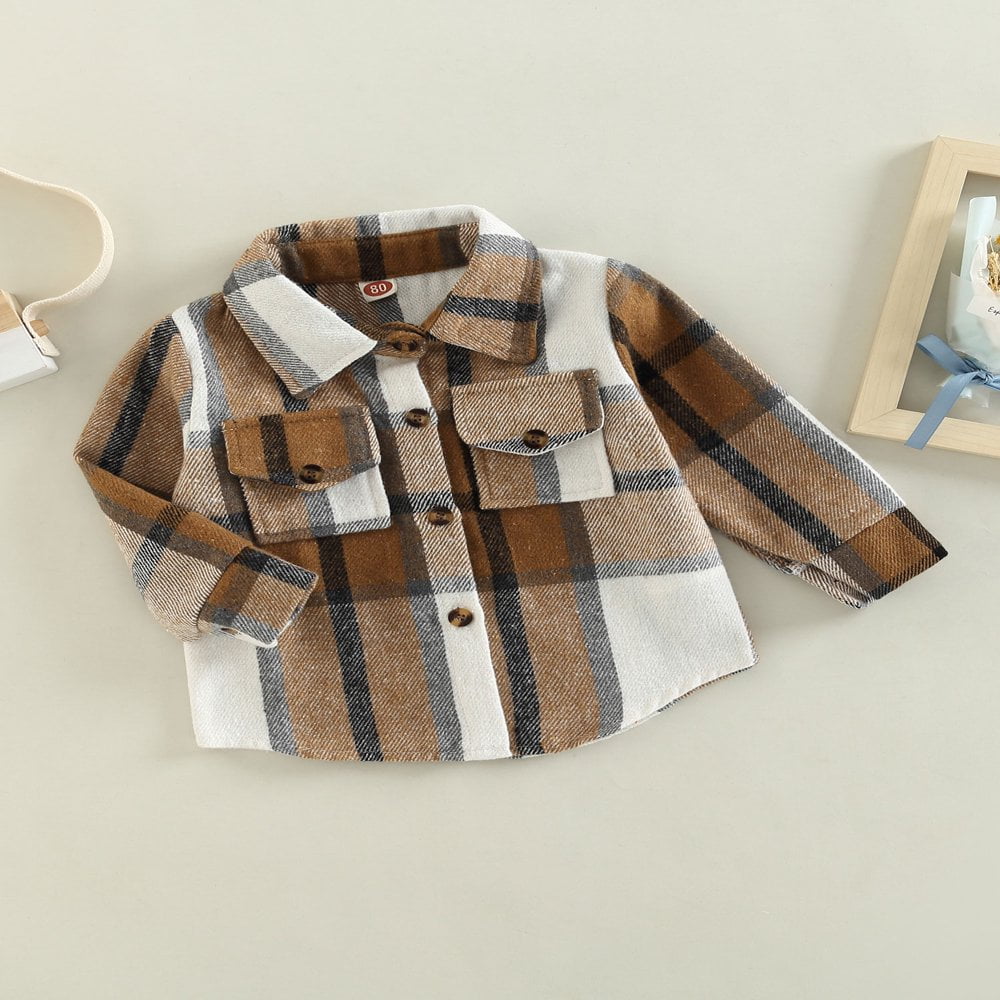 Chemise Veste à Carreaux Manches Longues en Flanelle pour Bébé