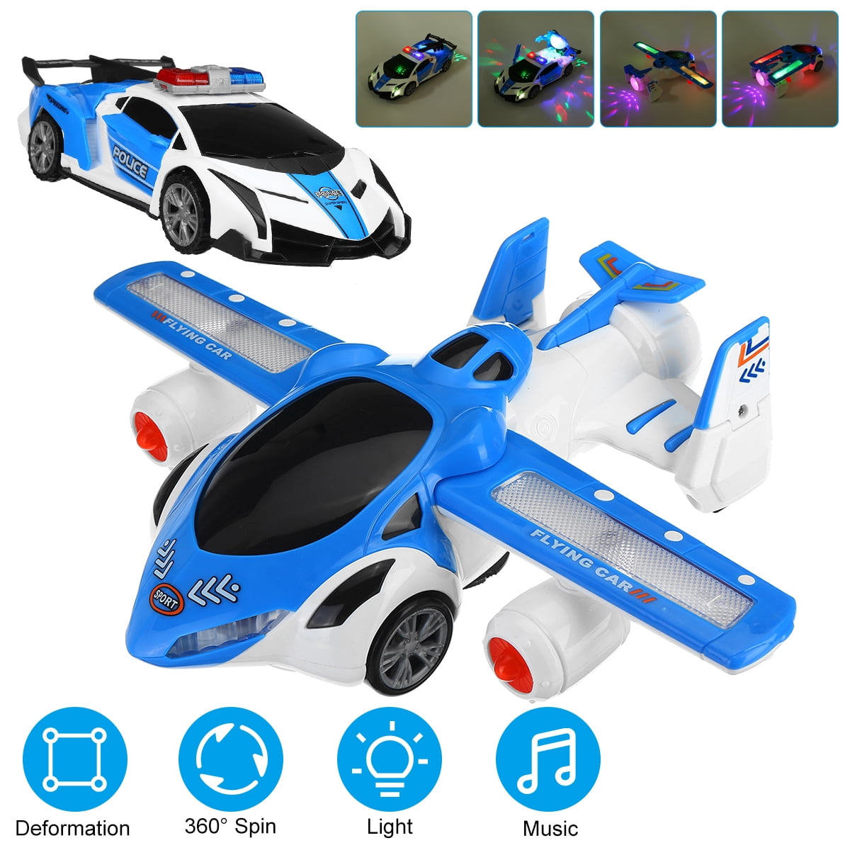 Auto Pilot Toy Electric Stunt Car Plane Deformation 360° Rotating Stunt Plane Colorful ...