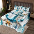 thumbnail image 2 of Erosebridal Aqua Anchor Coverlet Set King, Starfish Seashell Bedding Set, Old Barn Door Decor 3pcs, 2 of 5