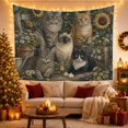 thumbnail image 3 of Cats Garden Setting with Upper Left Long Haired, Playful Illustration for Cat Lovers, Cat Wall Art, Mother'S Day Gift, Tapestry Wall Hanging for Bedroom, Living Room and Dorm, 3 of 7