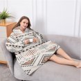 thumbnail image 5 of Oversized Wearable Blanket Hoodie,Brown Triangular Geometric Pattern Sherpa Blanket Hoodie with Super Pockets,Super Warm Fuzzy Pullover for Women & Men, 5 of 6