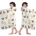 thumbnail image 4 of Cute Cartoon Pug Hooded Bath Towel，60"x35" for Ages 3 To 12 Kids, Quick Dry Lightweight Soft Microfiber Hood Beach Towel Cover Up for Kids, 4 of 7