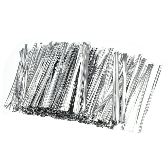 Unique Bargains 3-Inches Metallic Twist Ties for Bags Silver 2000pcs
