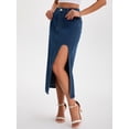 thumbnail image 2 of DARING DIVA Women's Long Denim Spring Slit Midi Jean Skirts XX-Large Dark Blue, 2 of 7