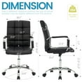 thumbnail image 2 of PU Leather Office Chair with Arms, Adjustable Height, Swivel Rolling Desk Chair, Mid-Back Upholstered Modern Chair for Home, Study, or Vanity, Black, 2 of 8