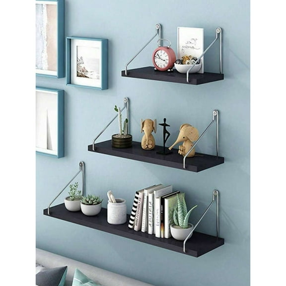 1pc Wall Mounted Bookshelf With Hook, No Hole Needed, Horizontal Type, Living Room Bedroom Tv Background Decor Shelf Storage Rack