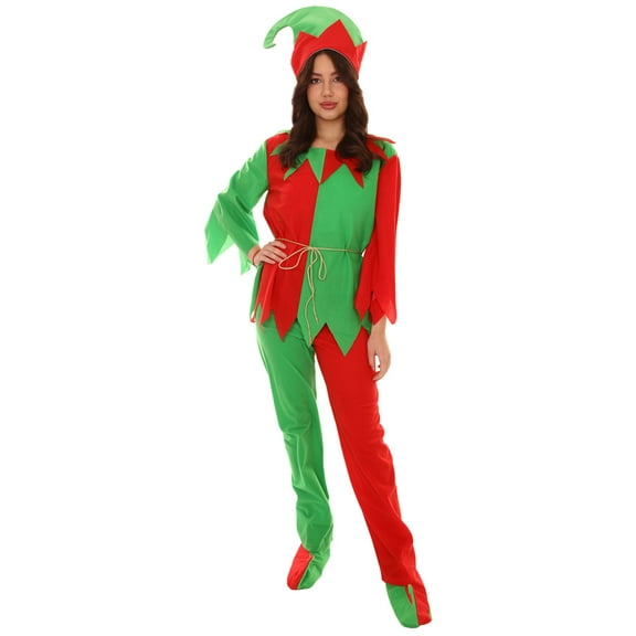 HPO Adult Women Ladies' Santa's helper Xmas Costume | Red and Green Halloween Costumes