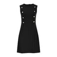 thumbnail image 4 of hotojiny Formal Dresses for Women Summer Sleeveless Button Elegant Mini Dresses Slim Crew Neck A-Line Flowy Cocktail Dresses, 4 of 7
