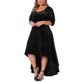thumbnail image 4 of Agnes Orinda Women's Plus Size Prom Dress Velvet V Neck Sequin Glitter Half Sleeve High Low Hem Elegant A Line Midi Dresses 3X Black, 4 of 6