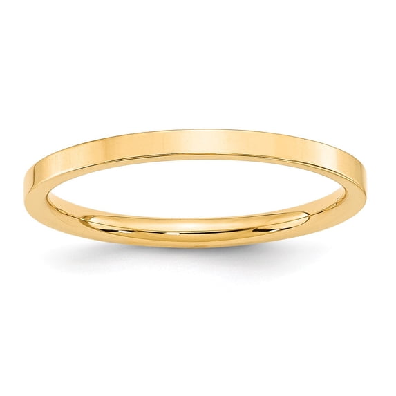 14KY 2mm Standard Flat Comfort Fit Band Size 5.5 in 14k Yellow Gold