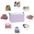 thumbnail image 4 of Hinwo 18.6 Gal./74.4 Qt./70.2 L Canvas Storage Bins, Rectangle Storage Baskets, Storage Cubes with Totes, Drawstring Closure, 22 x 15 x 13 Inches, 2-Pack, Purple Stripe, 4 of 6