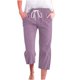 thumbnail image 1 of Pantalones capri con cordones y bolsillos para mujer, primavera-verano: corte ancho y holgado, color liso, para la oficina y los viajes, 1 of 4