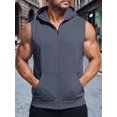 thumbnail image 5 of Men'S Workout Hooded Tank Tops Fashion Muscle Zip Up Sleeveless Hooded Slim Fit Gym Hoodie Dark Gray XXL, 5 of 7