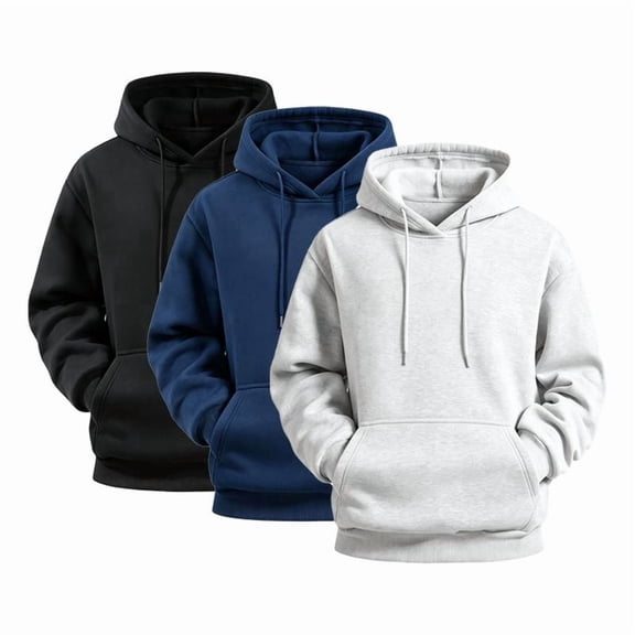 Men's Pullover Hoodie, Casual Long Sleeve Hooded Sweatshirt with Drawstring & Kangaroo Pocket, Loose Fit Basic Streetwear Hoodies S-2XL