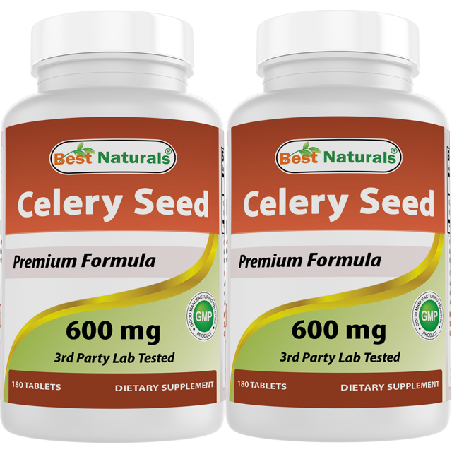 2 Pack Best Naturals Celery Seed 600 mg 180 Tablets