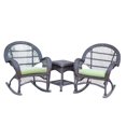 thumbnail image 1 of Jeco 3 Piece Wicker Conversation Set in Espresso with Green Cushions, 1 of 2