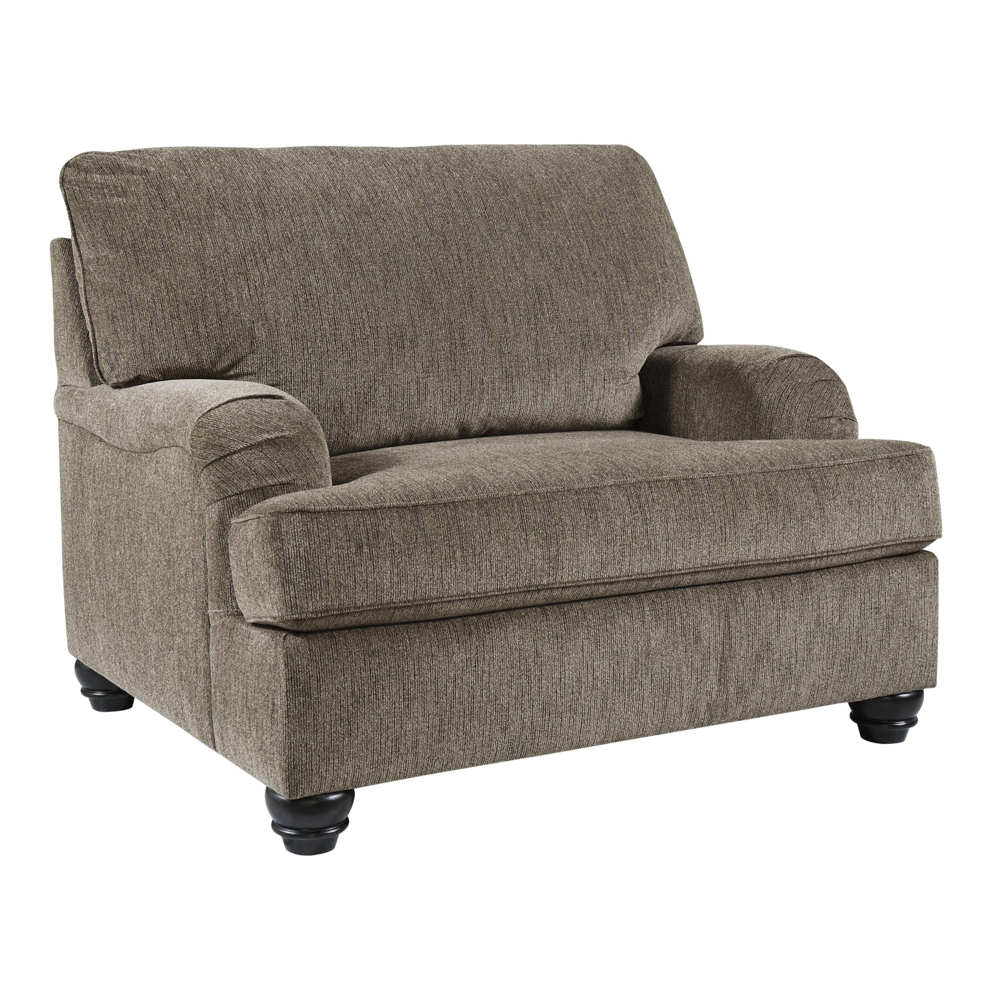 Wide Comfortable Fabric Upholstered Contemporary Chair and a Half, Gray