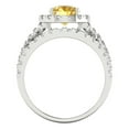 thumbnail image 4 of Clara Pucci 18K White Gold Round Cut 1Ct Natural Citrine Engagement Ring + Matching Band - Luxury Box Included, 4 of 7