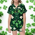 thumbnail image 2 of Pajama Set for Girls 2PC St. Patrick's Day Lapel Button up Kids Loungewear Boys Sleepwear 2 Piece Outfits Z14-Green 3-4 Years, 2 of 4