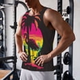 thumbnail image 5 of Lsque Flamingo And Palm Trees At Sunset Pattern Mens Tank Tops Muscle Athletic Quick Dry Sleeveless Workout Fitness T Shirts Beach Tank Top, Loose-fit Sleeveless Shirt for Men-X-Large, 5 of 7