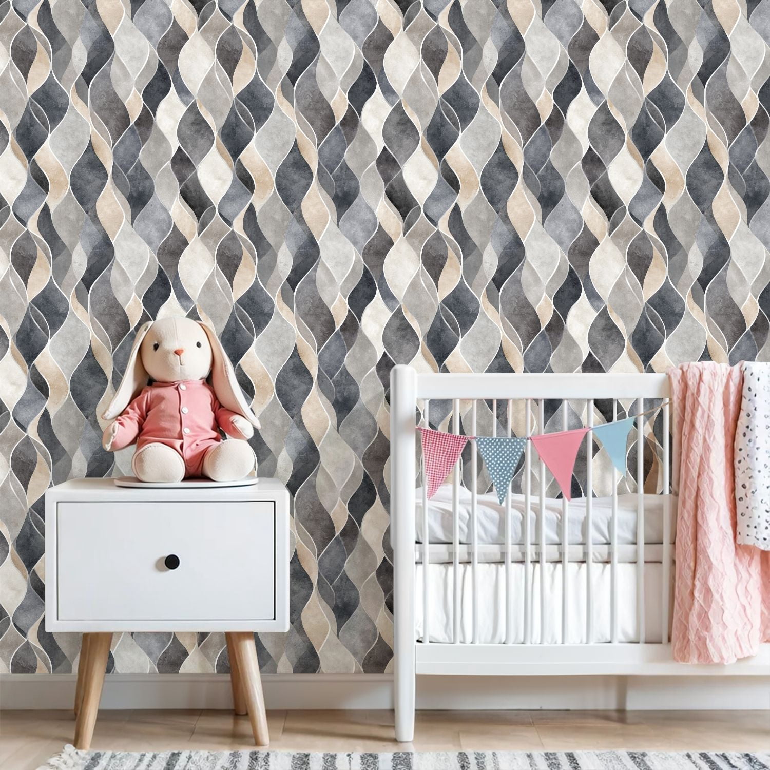 Peel and Stick Wallpaper Abstract Balanced Geometric Composition Smooth Curves Wall Mural 23.6in x 9.8ft Self Adhesive Removable Wall Paper Renter Friendly Wallpaper for Nursery Bedroom Cabinets