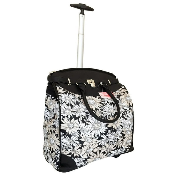 TrendyFlyer Computer Laptop Rolling Bag 2 Wheel Case Flower White