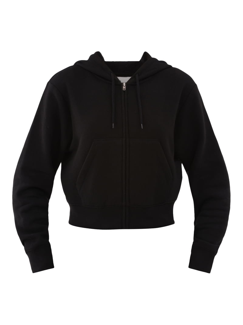No Boundaries Cropped Fleece Zip Hoodie - Walmart.com
