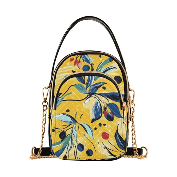 joogoo Women Leaf Art Pattern Chain Crossbody Bags Shoulder Handbag Phone Purse