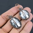 thumbnail image 4 of Mystic Rainbow Topaz Gemstone Copper Wire Wrap Jewelry Earring 2.17", 4 of 4