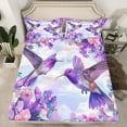 thumbnail image 2 of jejeloiu Purple Hummingbird Full Size Sheets,Country Floral Flower Bed Sheets,Ink Painting Aesthetic Sheet Sets For Girls,Ultra Soft Home Decor,4 Pieces, 2 of 7